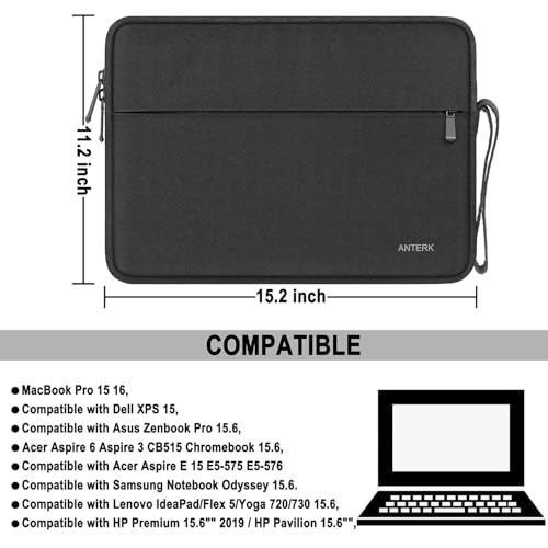 Laptop Sleeve Case 15.6 Inch Shockproof Protective Computer Bag with Handle | Laptop Case, Shockproof Protective Carrying Laptop Bag Compatible for 14 Inch MacBook Air/Pro, HP, Dell, Asus, Lenovo, Black - color: Black, size: 15.6 Inch