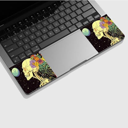 Universal Laptop Skin Sticker with 2 Wrist Pad Skins, Waterproof Scratch Resistant Vinyl Laptop Cover Decal, Cut to Fit for 11–15.6 Inch MacBook HP Dell Lenovo, Skull Flower Moon - color: Skull Flower Moon