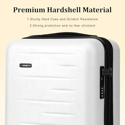 CENSIEN 16 Inch Underseat Carry On Luggage Airline Approved, Expandable Lightweight ABS+PC Hard Shell Suitcases with 360° Spinner Wheels, TSA Lock, YKK Zipper, for Business Weekender (White, 1 PC) - color: White, size: Underseat - 16 Inch - EXT