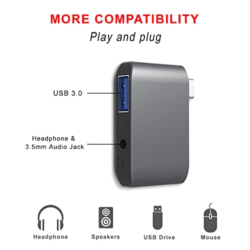 DriverGenius USB C External Stereo Sound Card - USB Type C to 3.5mm TRRS Audio Interface Adapter w/USB 3.0 Port, for PC/Laptop (U3AU001)