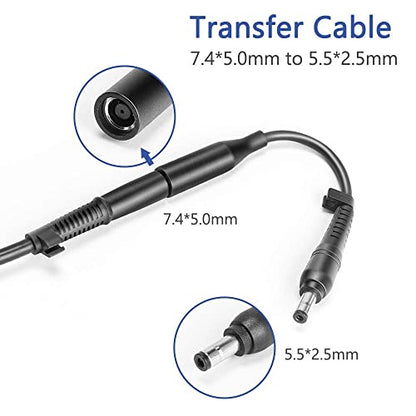 KFD Tip DC Adapter Converter Cable 7.4x5.0mm to 5.5x2.5mm for ASUS ET2400XVT G20AJ G752VS GT70 G73 G750JX G750JW G750JM G750JY G750JZ Asus ROG G750JH Gaming Laptop G75V G75VX GP62 Intel NUC Mini PC