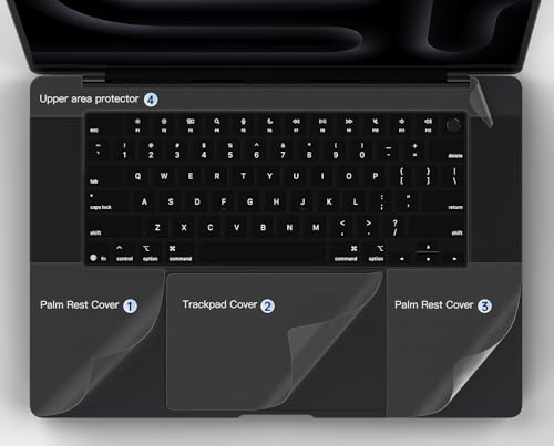 Palm Rest Cover Skin Compatible with 2025 2024 2023 MacBook Pro 16 Inch M4 M3 Chip A3403 A3186 A2991 Trackpad Protector Touch Pad Cover Skin, Apple MacBook Pro 16" Accessories, Clear (4-Piece) - size: 2023+ MacBook Pro 16" M4 M3(Clear)