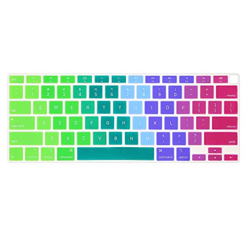 ProElife Keyboard Cover Skin for 2020 MacBook Air 13 Inch (Model: A2337 with Apple M1 Chip and A2179, U.S Layout) with Touch ID Keyboard Accessories Protector (Rainbow) | Rainbow, U.S. Layout, Non-interference Design for ID Key, Dust-Proof, Silicone Prote