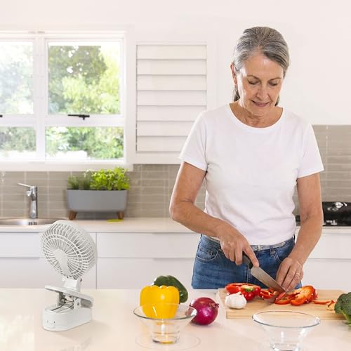 IRIS USA 5" Battery Operated Clip On Fan, D-Battery Powered, Outdoor, White | Compact Foldable Personal Fan, Portable Travel Mini Desk Fan, Pet Stroller Car Fan, Office Bedside Picnic Camping Outdoor - color: White - Battery, style: Clip On