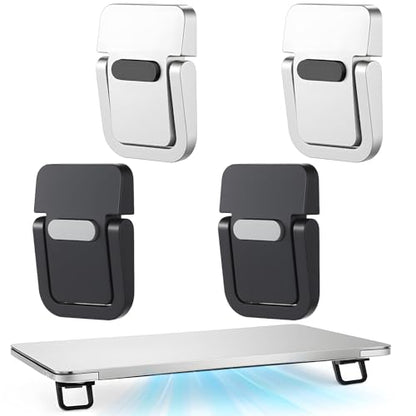 Skrfren 4pcs Portable Keyboard Riser, Mini Foldable Laptop Stand for Desk Self-Adhesive Plastic Invisible Laptop Feet Adjustable Computer Keyboard Lift for Most Keyboards