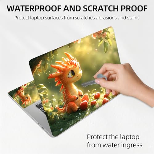 Baby Dragon Autumn Leaves Universal Laptop Skin Sticker 3PCS, Protective Decal Trim-to-Fit 11.6" 13.3" 14" 15.6" Laptop Vinyl Cover, Removable Anti-Scratch Computer Decal Protector - color: Baby Dragon Autumn Leaves