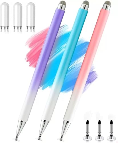 2-in-1 Stylus Pen for Samsung Galaxy Tab A11/A11+/A9/A9+/7 Lite/A7/A8/A8 Plus Stylus for iPad/iPhone/Fire/Lenovo/Pixel Tables All Android,&iOS Touch Devices (Pink+Purple+Blue) - color: Pink+Purple+Blue