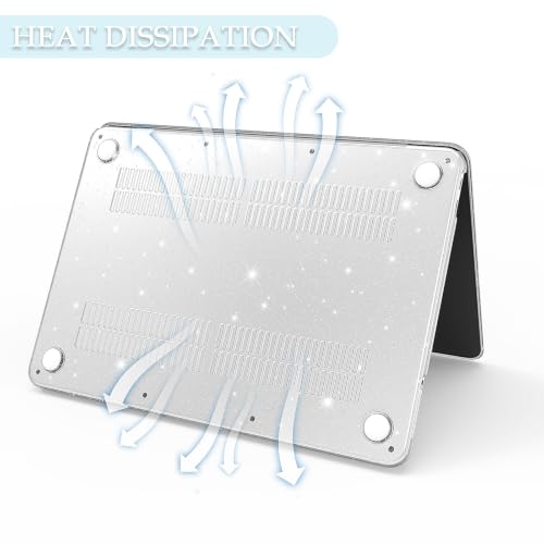 B BELK for MacBook Neo 13 Inch Case 2026 Model A3404, Sparkle Clear | Anti-Fingerprint Protective Matte Hard Shell, 2 Keyboard Covers Included, Screen Protector Included - color: Glitter Clear