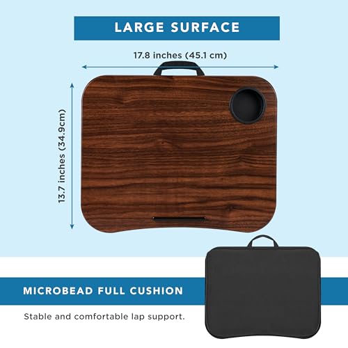 LAPGEAR Cup Holder Lap Desk – Espresso Woodgrain, Fits 14” Laptops - color: Espresso Woodgrain