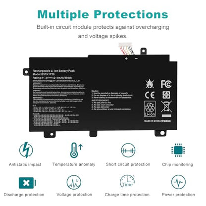 Futurebatt B31N1726 Battery Replacement for Asus FX80 FX86 TUF FX504 FX504G FX504GD FX504GE FX504GM FX505 FX505DT FX505DV FX505DU A15 FA506IU A17 FA706II B31BNEH B31BN91 Serie - size: B31N1726