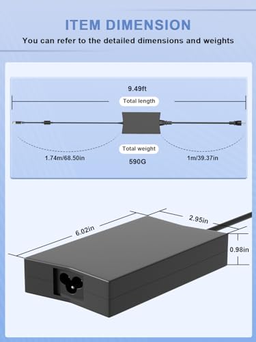 130W Charger Compatible with Dell G3 G5 G7, inspiron14 14R 14Z 15 15R 15Z 17 17R Series,Precision 3510 3520, Studio XPS Laptop Suitable for Travel and Office us
