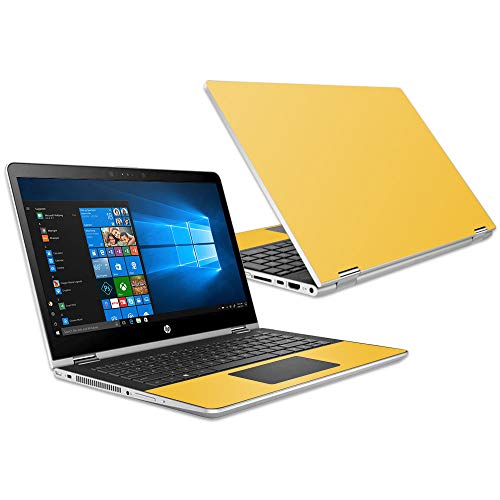 MightySkins Skin Compatible with HP Pavilion x360 15.6" (2018) - Solid Marigold | Protective, Durable, and Unique Vinyl Decal wrap Cover | Easy to Apply, Remove, and Change Styles | Made in the USA - color: Marigold