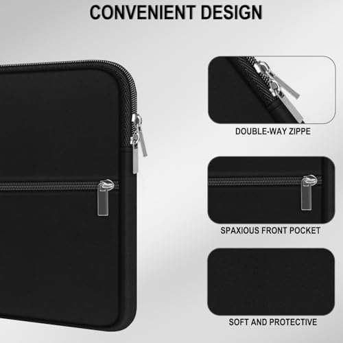 Laptop Sleeve 15.6 inch, Shockproof Protective Laptop Case Briefcase with Front Pocket, Portable Monitor Computer Bag Compatible with Lenovo, HP, Dell, Asus, MacBook, Notebook, Black