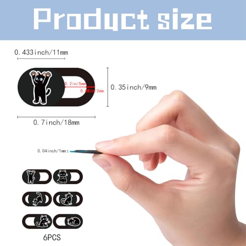 6Pcs 6 Styles Cat Camera Cover Slide Cute Privacy Guard Accessories, 0.04 Inch Ultra Thin Webcam Cover Protector Blocker for Laptop Desktop Computer Tablet Notebook Mini PC Home Office Use - color: Cat Shape