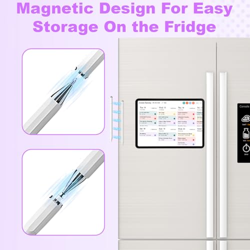Stylus Pen for Echo Show 15/21 Inch with Holder Mount, 3 in 1 Magnetic Capacitive Stylus with Fiber Mesh Tip and Disc Tip, Compatible with All Capacitive Touchscreens - color: White