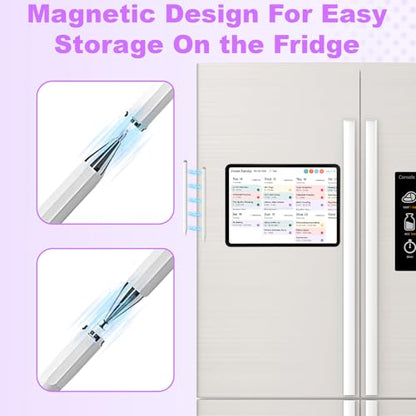 Stylus Pen for Echo Show 15/21 Inch with Holder Mount, 3 in 1 Magnetic Capacitive Stylus with Fiber Mesh Tip and Disc Tip, Compatible with All Capacitive Touchscreens - color: White