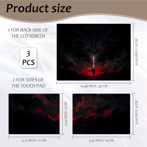 Laptop Skin 12.1-15.6 inch Removable Universal Reusable Laptop Sticker Decal,Waterproof No Residue Vinyl Cover,Scratch-Resistant Cuttable Full Wrap Sticker for Notebook, Knight Vs Dragon Fantasy Print - color: Knight Vs Dragon Fantasy Print