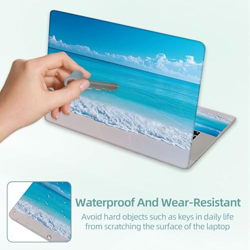 Universal Laptop Skin Decal, 3-Piece Vinyl Protector for 12 13 14 15.6" Notebook, Waterproof Anti-Scratch, Easy Trim & Bubble-Free Finish, Serene Beach Scene - color: Serene Beach Scene