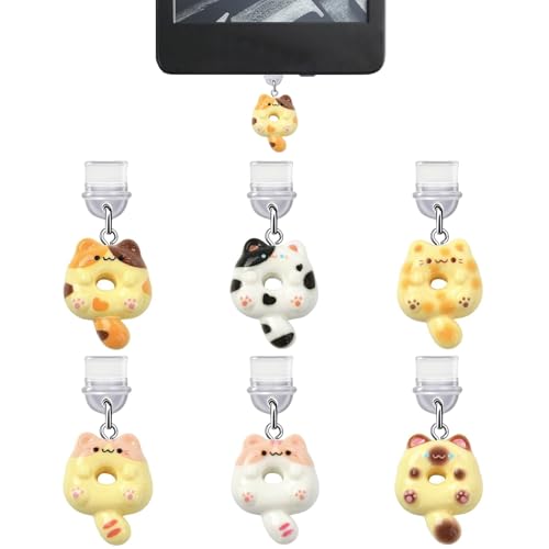 sunla 6Pcs Charms for Kindle, Cute Cat Plug Charm Compatible with E-Reader, Phone, Ipad with Type C/USB C Charging Port-CP004 - color: Style 04
