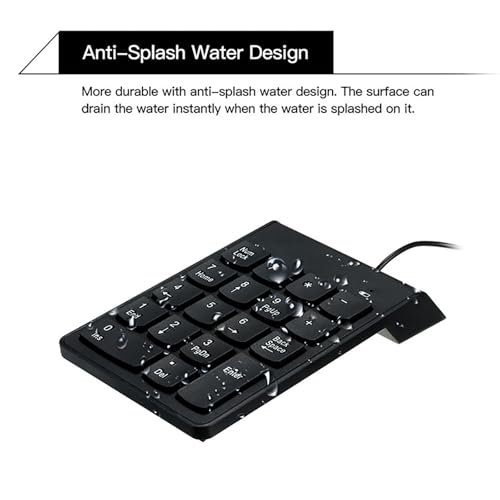 cimetech Wired Number Keypad, 18 Key USB Numeric Pad | Office Accounting, Portable, Mini, for Laptop PC Computer Desktop Surface Pro Notebook - color: Wired-Black