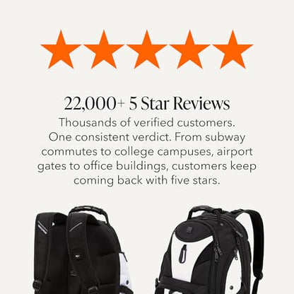 SWISSGEAR 1900 ScanSmart Laptop Backpack, Fits Most 17-Inch Laptops, TSA-Friendly Lay-Flat Design, RFID Protection, and Tablet Pocket, Black, 31L, 18.5-Inch - color: White/Black