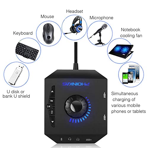 7.1 Channel USB Sound Card Adapter External Sound Card USB Audio Adapter with 3.5mm Interface & USB Interface for PC Laptop Gaming Device