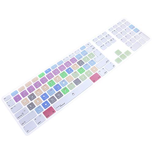 HRH for iMac G6 MB110LL/B and MB110LL/A A1243 Keyboard with Numeric Keypad NumberPad Print with:Photoshop Functional Shortcuts Hot Keys Design Silicone Keyboard Skin Cover [US/EU Layout] - color: Z-Photoshop