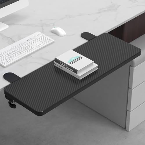 Sisyphy Ergonomics Desk Extender Tray, 25.2x9.5" Punch-Free Clamp on, Foldable Keyboard Drawer Tray, Table Mount Arm Wrist Rest Shelf, Computer Elbow Arm Support - color: Carbon, size: 25.2*9.5"(64*24cm)