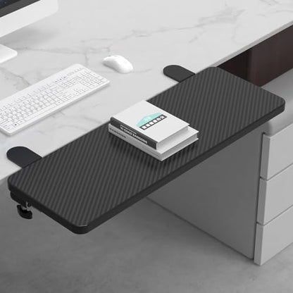 Sisyphy Ergonomics Desk Extender Tray, 25.2x9.5" Punch-Free Clamp on, Foldable Keyboard Drawer Tray, Table Mount Arm Wrist Rest Shelf, Computer Elbow Arm Support - color: Carbon, size: 25.2*9.5"(64*24cm)
