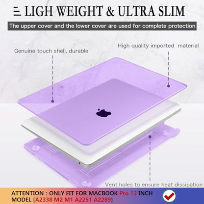 CISSOOK Cover for MacBook Pro 13 Inch Case Purple 2025-2020 Release | 4in1 Set Plastic Hard Shell Case with Keyboard Cover for Pro 13 M1 M2 A2251 A2289 A2338 - Purple - color: Purple
