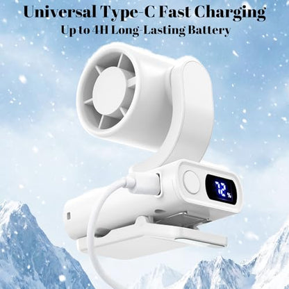 Portable Mini Clip On Fan, Small Quiet USB-C Rechargeable Battery Powered Personal Fan Adjustable 199-Speed Lightweight For Outdoor & Travel & Office - White - color: White