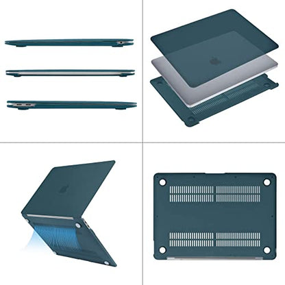 MOSISO Compatible with MacBook Air 13 inch Case M1 2021 2020 2019 2018 | A2337 A2179 A1932, Protective Hard Shell&Keyboard Cover&Screen Film&Pouch for MacBook Air 13.3 inch Case, Deep Teal - color: Deep Teal
