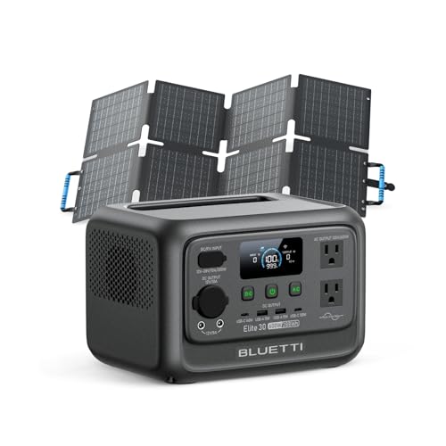 BLUETTI Solar Generator Elite 30 V2 with 60W Solar Panel Included 288Wh | 600W LiFePO4 AC Outlets (1500W Power Lifting), 10ms UPS, Fast Charge Portable Power Station for Camping, Outage, Road Trip - style: BLUETTI Elite 30 V2+60W Solar Panel