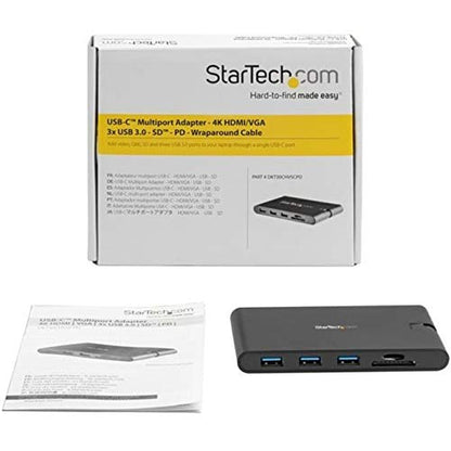 StarTech 9-in-1 USB-C Mini Dock, 4K HDMI or VGA, 100W PD, SD MicroSD, USB | Windows, macOS, ChromeOS, iPadOS, Android, MicroSD, 3-port USB 3.0 hub, BC 1.2 fast-charge, 85W charging
