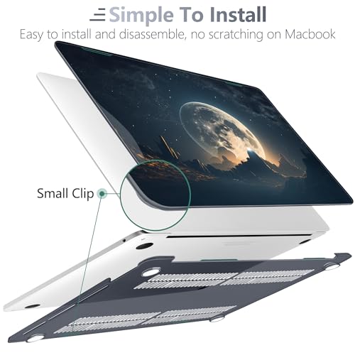 Batianda LumiArt Case for MacBook Pro 13 inch 2020 2022, Moon in Sky | Fits Model A2338 M2 M1 A2251 A2289,1.2mm Slim Lightweight Hard Shell Cover, Scratch Resistant,4-in-1 Accessories Bundle - color: Moon in sky