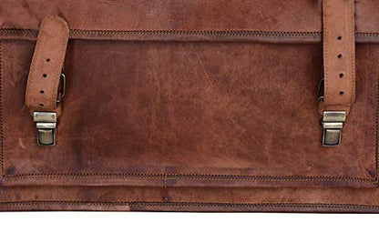 Komal's Passion Leather Briefcase for Men and Women 18 inch Handmade Leather Messenger Bag for Laptop Best Computer Satchel Distressed Bag (Single Pocket) - color: Single Pocket