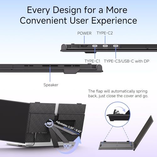 14" Laptop Screen Extender, 0.19" Ultra-Thin Laptop Monitor, Stable Damping Stand with 90° Rotation, 180° Rotation Dual Screen, Extra Compatible with Windows/Mac/Android/Switch/PS Fits 13"-17" Laptops - size: 14.1" Screen Extender