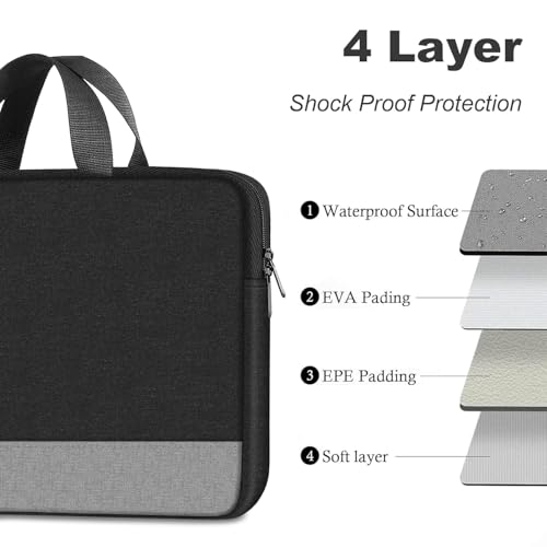 Laptop Case Sleeve, 15.6 Inch Laptop travel Bag Computer Cover for Men Women, Water Resistant Carrying Slim Laptop Sleeve Compatible for HP, Dell, Asus, Acer, Lenovo, Apple Notebook, Black