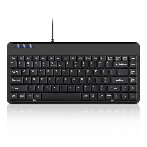 Perixx PERIBOARD-409U Wired USB Mini Keyboard, Black, US English Layout - style: USB