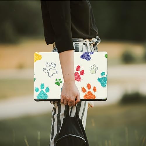 Laptop Skin Sticker Decal, Universal Protective Cover Fit 12 13 14 15.6 Inch Notebook, Reusable Water-Resistant Vinyl Decal w/ 2 Wrist Pads for Business Travel Office, Dog Paw Print Freen - color: Dog Paw Print Freen