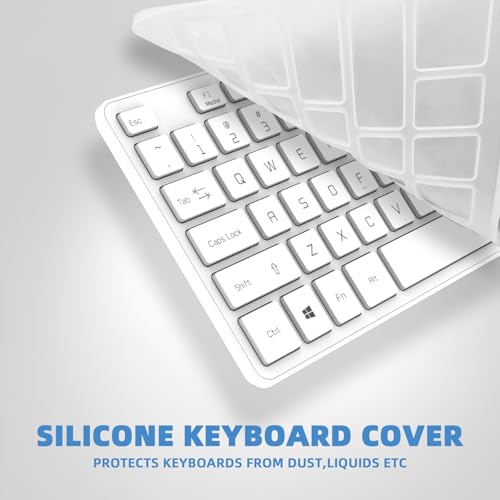 Wired USB Keyboard, Comfortable Quiet Chocolate Keys, Durable Ultra-Slim Computer Keyboard Wired(QWERTY) for PC, Windows 11/10/8/7/XP/Vista KB1430 (White, Wired Keyboard for Windows) - color: White