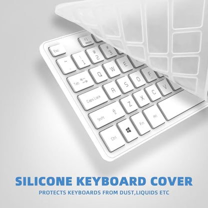 Wired USB Keyboard, Comfortable Quiet Chocolate Keys, Durable Ultra-Slim Computer Keyboard Wired(QWERTY) for PC, Windows 11/10/8/7/XP/Vista KB1430 (White, Wired Keyboard for Windows) - color: White