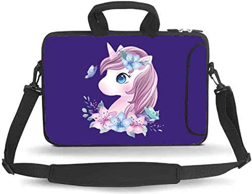 14 15 15.4 15.6 inch Messenger Bag Carrying Case Sleeve with Handle Accessory Pocket Fits 14 to 15-Inch Laptops/Notebook/Ebooks/Kids Tablet/Pad(Purple Unicorn) - color: Purple Unicorn, size: 14-15.6 inch
