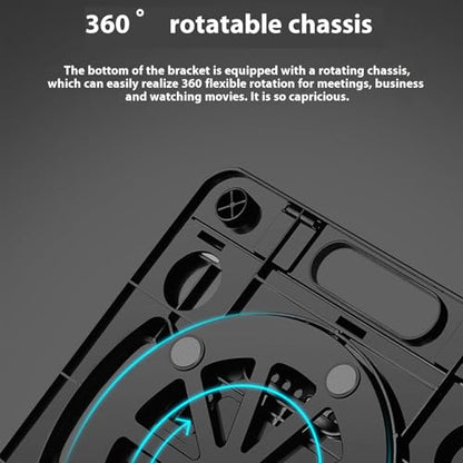 Laptop Stand for Desk Portable and Adjustable Rack with 360 Degree Rotating Base Holds Notebook Home Portable Foldable Stand - color: Black