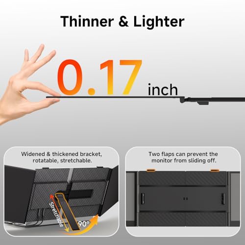 BOSII Laptop Screen Extender Monitor - Triple 14" Ultra Thin IPS FHD 1080P Portable Monitors for 13.3"-17" Laptops Compatible with Windows Mac Travel Work - size: 14"