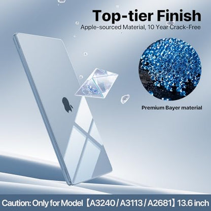 Soonjet Compatible with MacBook Air 13 inch Case, Crystal Clear Shell, Fits 2026-2022 M5/M4/M3/M2,A3449 A3240 A3113 A2681, Color-Matched Transparent Design for MacBook Air 13.6 inch - color: Crystal Clear