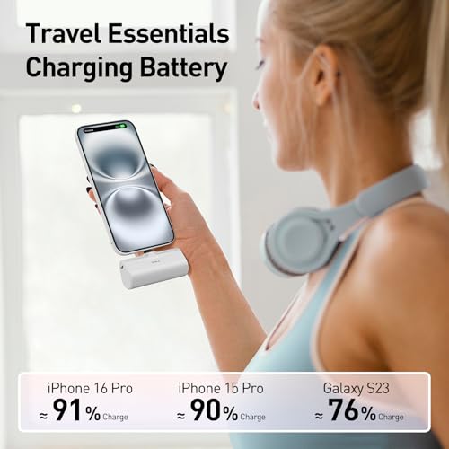 iWALK Portable Charger for iPhone 17/16/15 USB-C Small Power Bank 20W 4,500mAh Fast Charging Battery Pack Compatible with iPhone 15/16/16/17 Plus/17 Pro/17 Pro Max, Samsung Galaxy S25/S24/S23 Android - color: White
