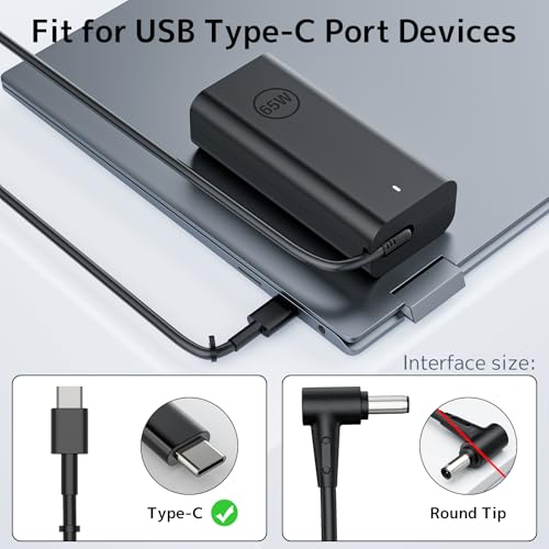 65w USB Type C Laptop Charger Compatible with Dell Universal AC Adapter | Latitude 5420 5450 5520 5320 5340 5440 5550 7440 7490 7640 7420 7310 2-in-1 Xps 13 9250 Inspiron 7420 Chromebook 3100 power