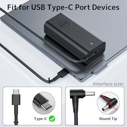 65w USB Type C Laptop Charger Compatible with Dell Universal AC Adapter | Latitude 5420 5450 5520 5320 5340 5440 5550 7440 7490 7640 7420 7310 2-in-1 Xps 13 9250 Inspiron 7420 Chromebook 3100 power
