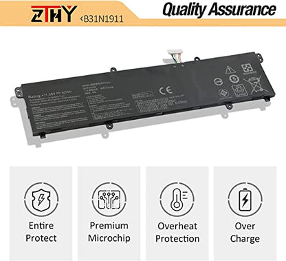 B31N1911 Laptop Battery Replacement for ASUS VivoBook Flip 14 M413 K413 X413 F413 D413 A413 S413 R413 X421 M413DA M413IA K413EA F413FA X413FA X413FF TM420IA X421DA X1502 X1502VA C31N1911 11.55V 42Wh - size: 11.02*2.95*0.2 inch B31N1911